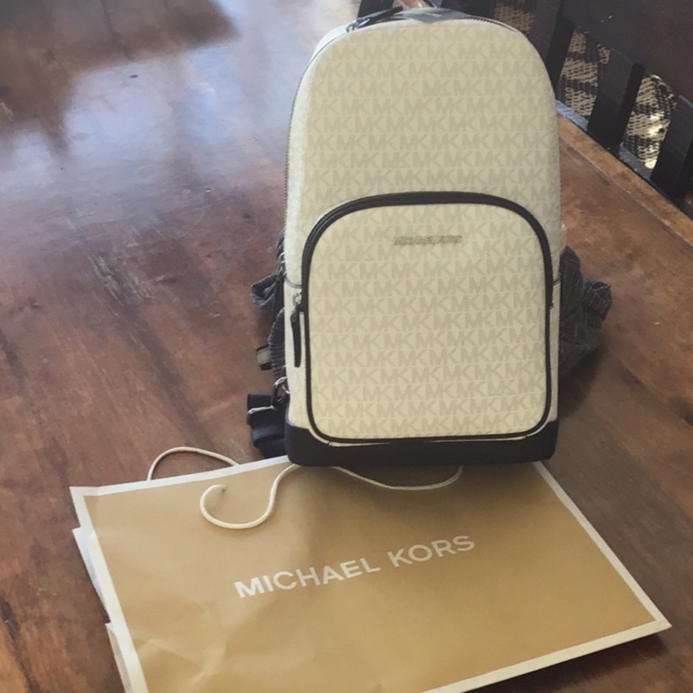 Michael Kors Cream and Black Designer Backpack